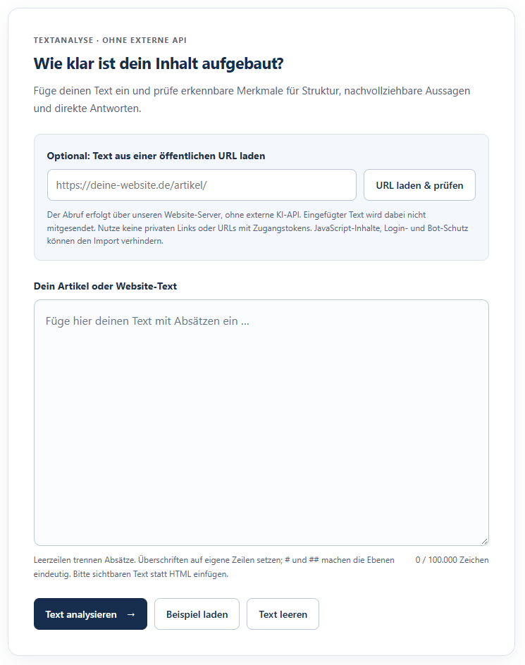 Screenshot GEO / AI Content Checker
