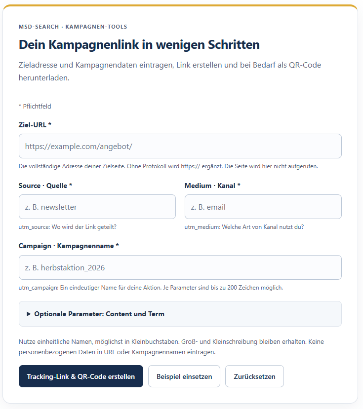 Screenshot UTM-Link-Generator mit QR-Code