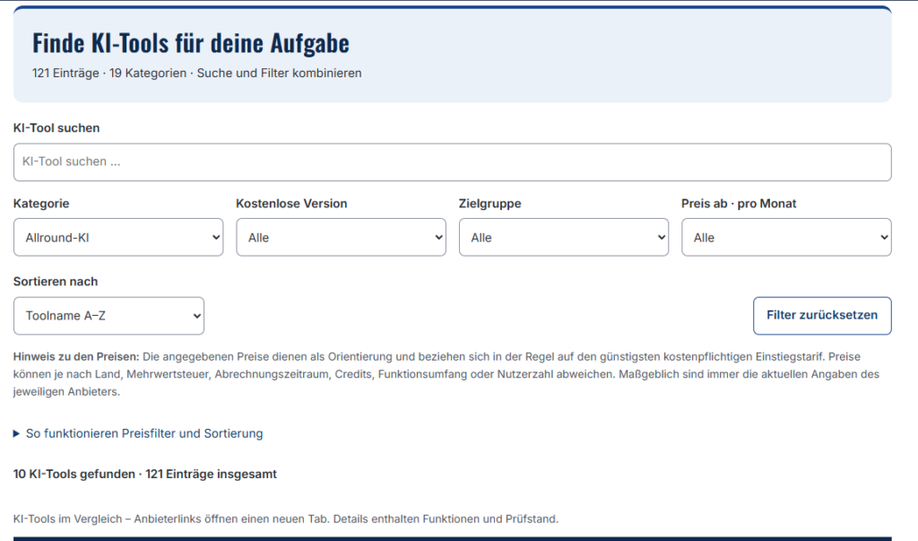 KI-Tools für deine Aufgabe